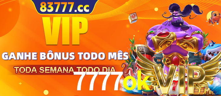 Banner promocional do 7777ok oferecendo 100% de recompensas adicionais contínuas para quem fizer o login diário (Daily sign-in), com um mascote de coelho.