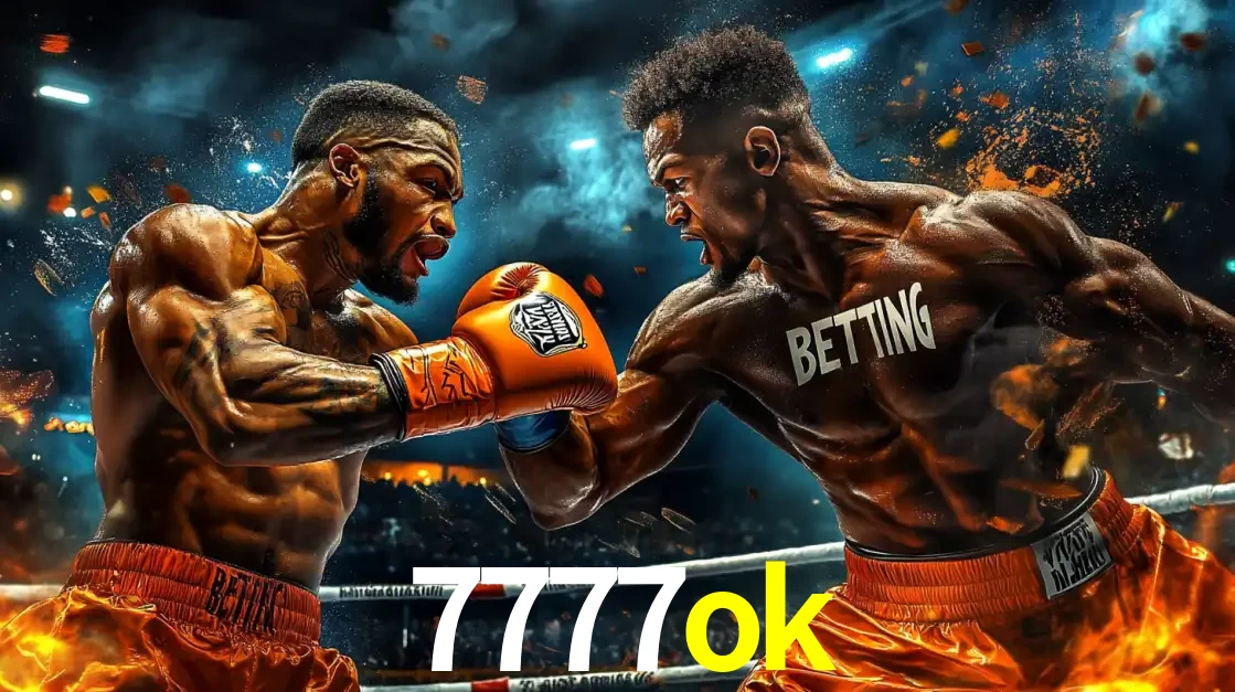 Dois boxeadores em uma luta intensa e explosiva, representando a adrenalina e as oportunidades de apostas em esportes de combate disponíveis na plataforma 7777ok.