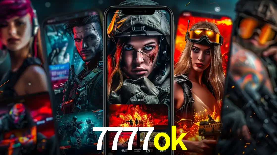Montagem de telas de celular mostrando diversos personagens, masculinos e femininos, de um jogo de tiro, ilustrando a diversidade de equipes de e-sports para apostar no 7777ok.